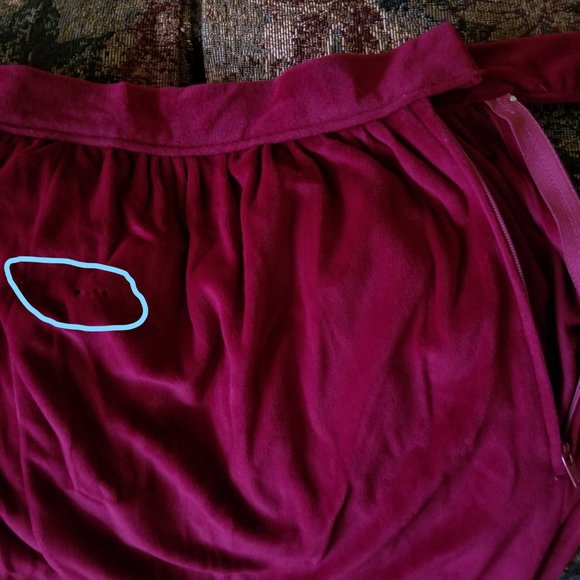 Vintage 80s, velvet, gathered waist, knee length, A-line skirt, pocket, handmade - Picture 7 of 7